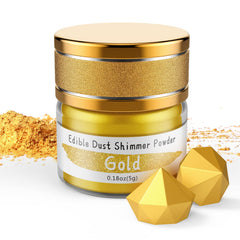 Jelife edible gold dust jar close-up for premium luster in cake decorating