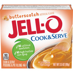 Jell-O Butterscotch pudding ready-to-serve dish with creamy texture.