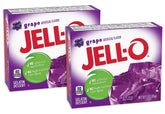 Jell-O grape gelatin dessert, pack of two, ready for serving and sharing.