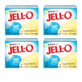 Jell-O Lemon pudding boxes on pantry shelf offer quick, lighter dessert options.