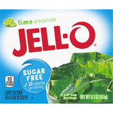 Jell-O lime sugar-free gelatin box 6-pack, convenient dessert option.