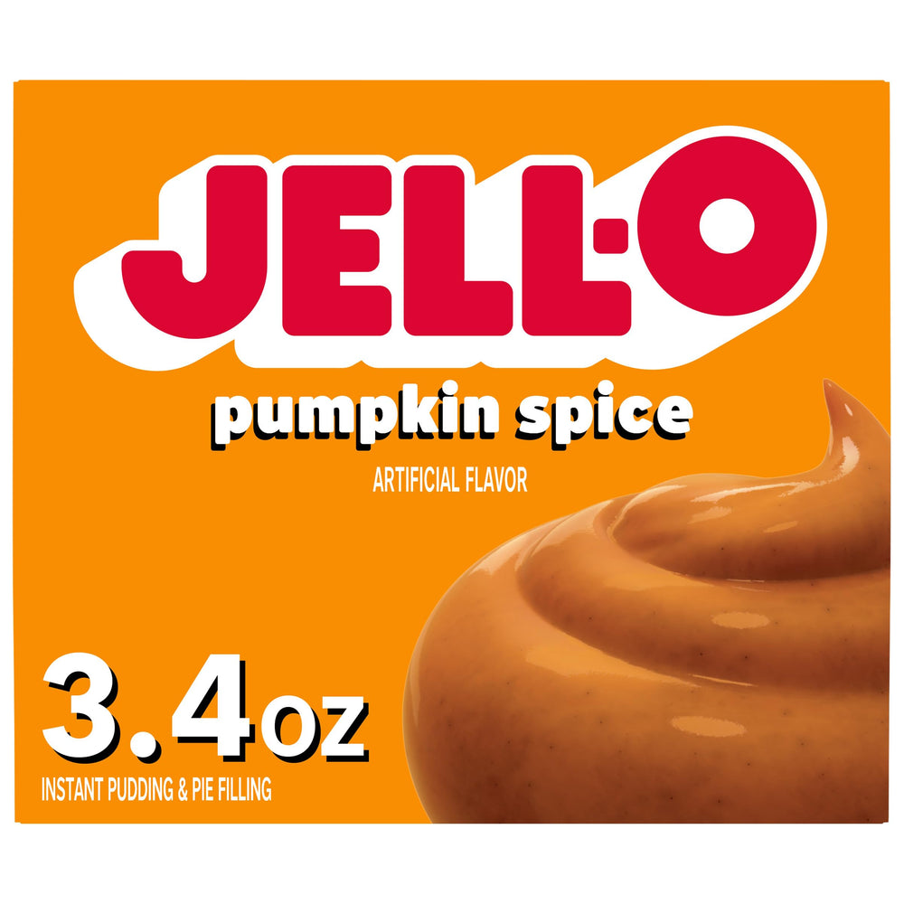 Jell-O Pumpkin Spice pudding being mixed with milk for quick dessert