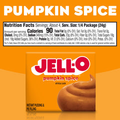 Box of Jell-O Pumpkin Spice pudding ready in five minutes