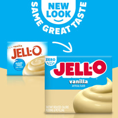 Jell-O Vanilla Pudding set in a glass ready to serve