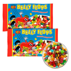 Jelly Belly Belly Flops 2lb bags show varied shapes for playful snacking at parties.