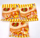 Jelly Belly Candy Corn 3oz bag close-up, colorful pieces for snacking.