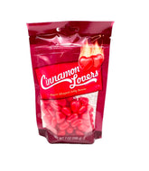 Jelly Belly Cinnamon Lovers heart-shaped jelly beans in a 7 oz bag for bold cinnamon flavor.