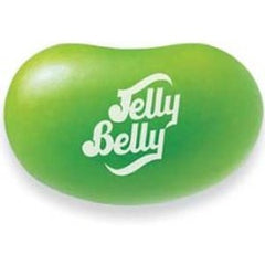 Close-up of Jelly Belly Green Apple beans showing tart fruity flavor.