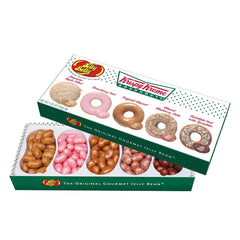 Jelly Belly Krispy Kreme gift box with five flavors, ideal for gifting.