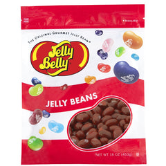 Jelly Belly Raspberry Jelly Beans bag-front with resealable closure for freshness.