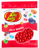 Jelly Belly Red Apple jelly beans in 1lb bag show vibrant red shells for a fruity party snack.
