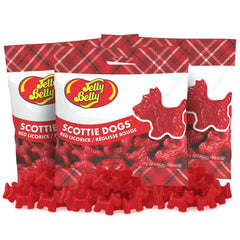 Jelly Belly Red Licorice Scottie Dogs pack front view, great for sharing at parties.
