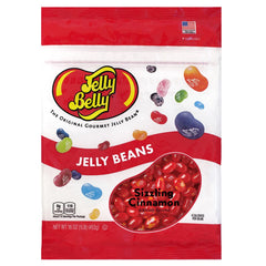 Jelly Belly Sizzling Cinnamon jelly beans in a resealable bag for lasting freshness.