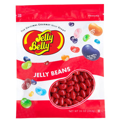 Jelly Belly Sour Cherry jelly beans in a resealable bag for on-the-go snacking.