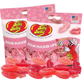Jelly Belly Sour Pucker Lips pink and red bag, ideal for Valentine snacking.