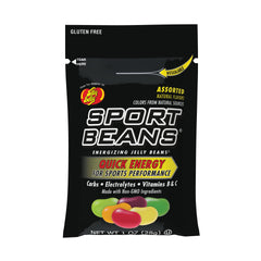 Jelly Belly Sport Beans bag front showing colorful energizing jelly beans for athletes.