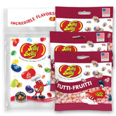 Jelly Belly Tutti-Frutti beans close-up with colorful sprinkles, a fun snack.