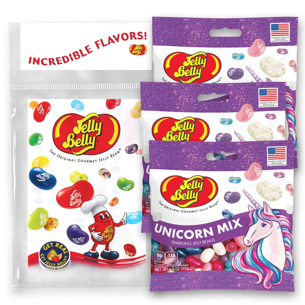 Jelly Belly Unicorn Mix beans in grab-and-go bags for easy snacking.