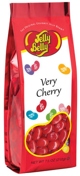 Jelly Belly Very Cherry 7.5 oz bag highlighting bold cherry flavor, ideal for gifting.