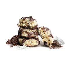 Jennies organic coconut nibs inside image showcase natural ingredients for healthy snacking.