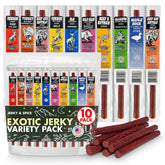 Jerky-n-Spice exotic meat sticks 10-pack assortment for bold snacking on the go.