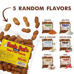Jerky-n-Spice Uncle Bud's deep fried peanuts in shell garlic flavor for robust taste.
