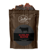 Jerky.com Carolina Reaper beef jerky 2.5oz bag ready-to-eat protein on the go.