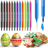 Jewem edible markers collection with 12 colors for versatile fondant decoration on cookies.