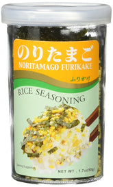 JFC Ajishima Noritamago furikake bottle on kitchen shelf for quick flavor enhancement