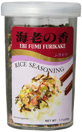 JFC Furikake Ebi Fumi 50g pack ready to season rice with savory shrimp flavor.