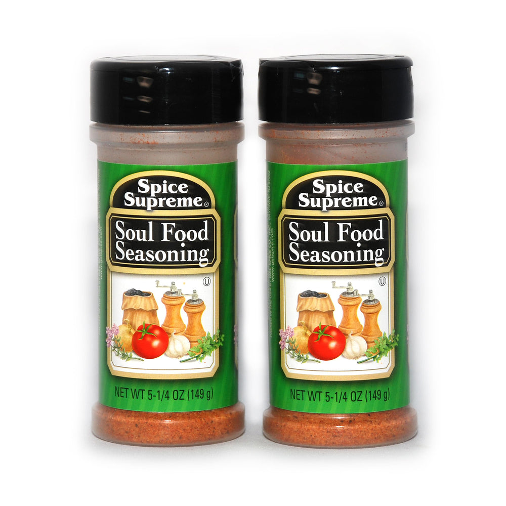 JFS Grocery Spice Supreme Soul Food Seasoning bottle close-up for rich Southern flavor.