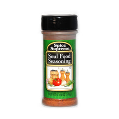 JFS Grocery Spice Supreme shaker pouring for versatile meats and greens flavor boost.