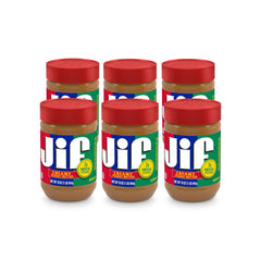 Jif Creamy Peanut Butter jar showing smooth texture for quick snacks.