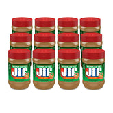 Jif Reduced Fat Creamy Peanut Butter jar with smooth texture for quick spreads.