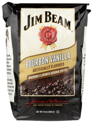 Jim Beam Bourbon Vanilla ground coffee bag with inviting aroma