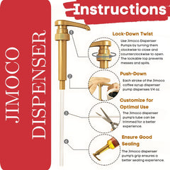 Jimoco sugar-free syrup dispenser enables precise, mess-free pours.