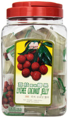 Jin Jin Lychee Coconut Jelly jar, large resealable container for sharing and freshness.