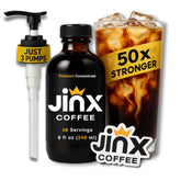 Jinx Coffee Concentrate bottle side view for a portable, high-energy morning option.