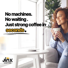 Jinx Coffee Concentrate glass with ice showcases refreshing iced coffee.