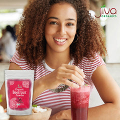 Jiva Organics Beet Root Powder color-ingredient closeup shows natural pigmentation for dishes