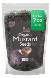 Jiva Organics Black Mustard Seeds 7oz packaging for fresh, fragrant cooking
