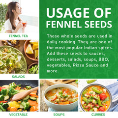 Jiva Organics fennel seeds adding aroma to a cooking dish.