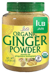 Jiva Organics ginger powder jar front view for cooking and baking