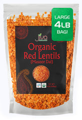 Jiva Organics Masoor Dal bulk bag on pantry shelf for bulk cooking.