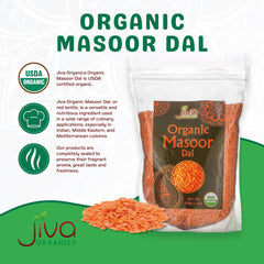 Pouring Jiva Organics Masoor Dal into a pot for a fast dinner.