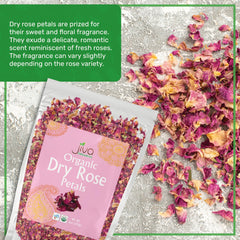 Jiva Organics rose petals used to make rose water for desserts.
