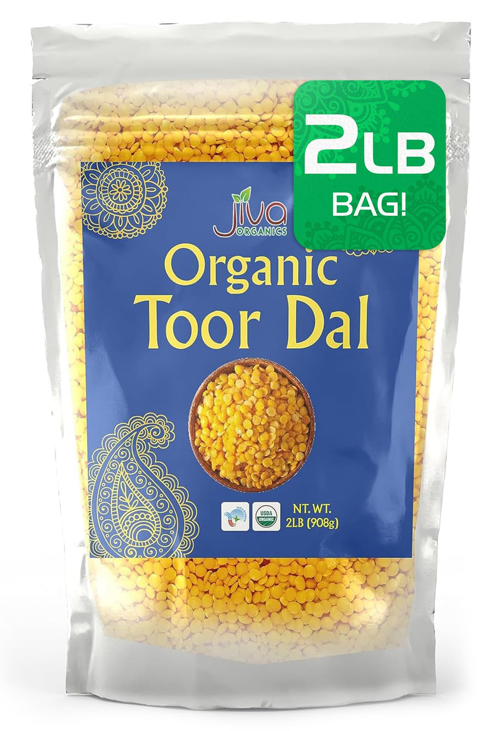 Jiva Organics Toor Dal Kori bag front view for authentic Indian cooking