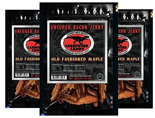 JJD USA Carnivore Candy Old-Fashioned Maple Bacon Jerky pack for on-the-go protein snack