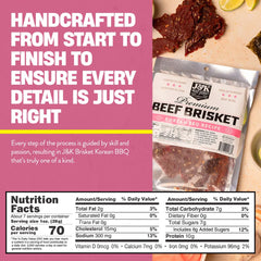 J&K Beef Brisket Jerky close-up of tender slices for a gluten-free snack.