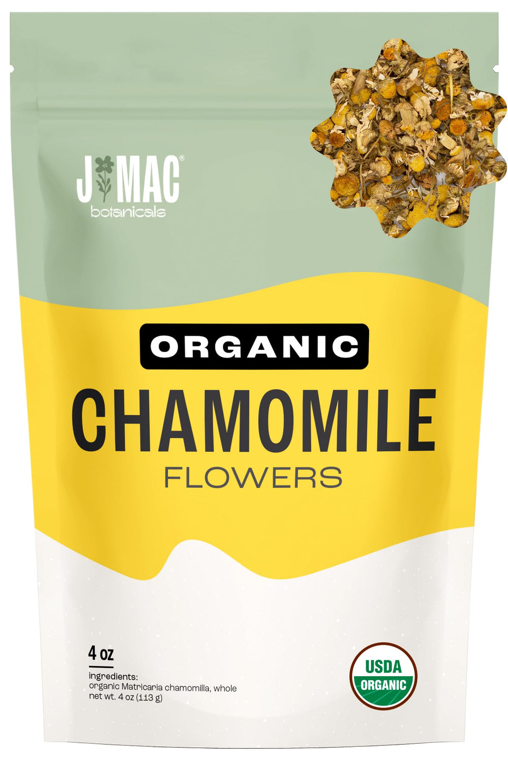 J Mac Botanicals organic chamomile flowers loose leaves for fragrant tea infusion